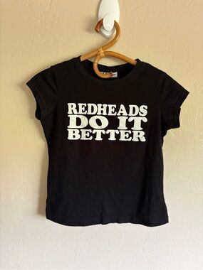 Y2K Self Esteem Red Heads Do It Better Graphic Tee Black Short Sleeve Size Large